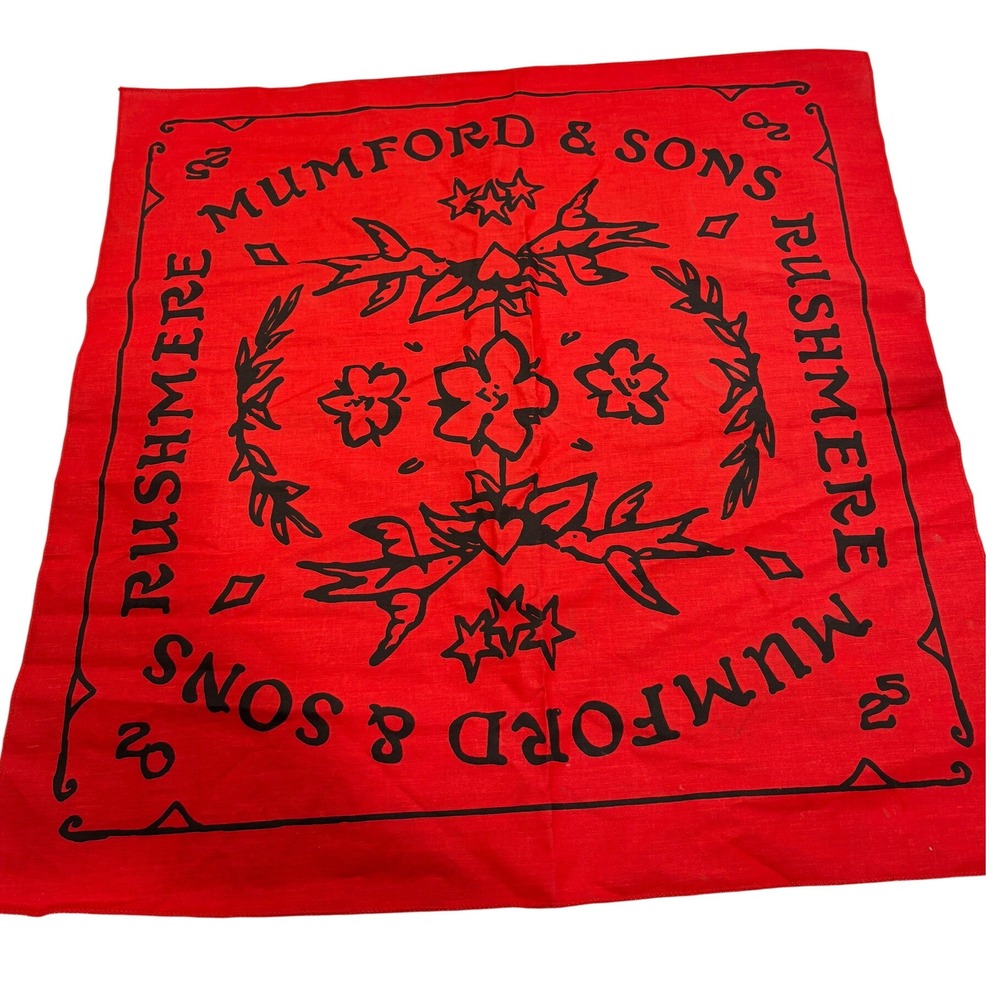 Mumford & Sons Rushmere Red Bandana Scarf Concert Tour Merch Graphic Print